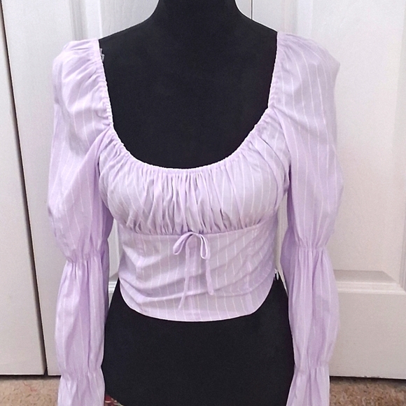 NWT Lavender Smocked Off The Shoulder Peasant Blouse   Size S - Picture 1 of 11
